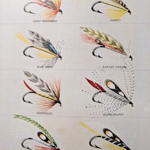 1970s Streamer flies Original Vintage Print - Matted - Fly Fishing - Angling