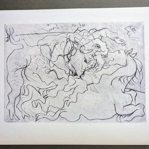 1956 Pablo Picasso Paris, November 8, 1933 (Bullfight II). Dry point. 1933. Original 1950&#39;s Vintage Print