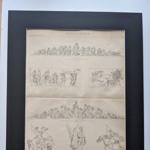 1874 19th Century Architektur Skulptur Original Vintage Druck - Antik - Antike Kunst - Montiert und mit Passepartout erhältlich