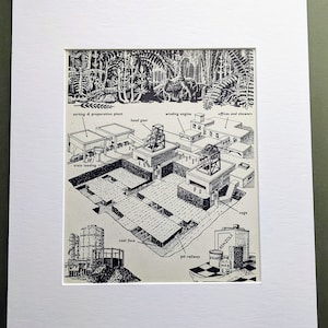 1962 Coal Original Vintage Print - Colliery - Coal Mine - Mining - Coal Pit  - Wall Décor - Matted and Mounted