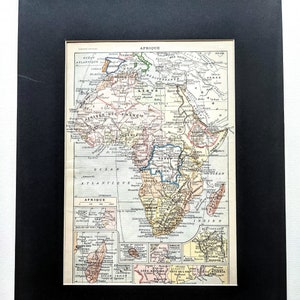 1922 Karte von Afrika Original Vintage Druck - Kartographie - Somalia - Ägypten - Madagaskar - Mit Passepartout und Passepartout - Wanddekoration