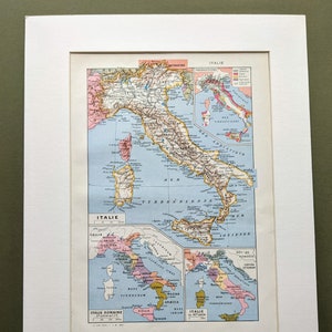 1948 年イタリア地図オリジナル ヴィンテージ プリント - 地図作成 - 地形図 - マウントおよびマット加工 - 壁装飾