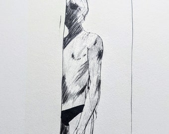 1978 David Hockney  Shower Study, 1963 Original Vintage Print - Wall Décor