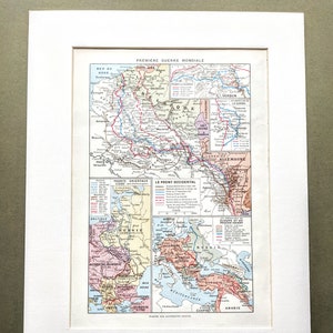 1948年第一次世界大戦中のヨーロッパと中東の地図 - 西部戦線と東部戦線 - 地図作成 - マウントおよびマット加工 - 壁装飾