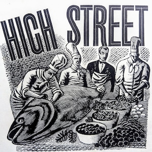 1946 Eric Ravilious Wood Engraving Title-page for High Street, a Book of Lithographs By Ravilious  Print Size Approx. 4 x 4 Inches