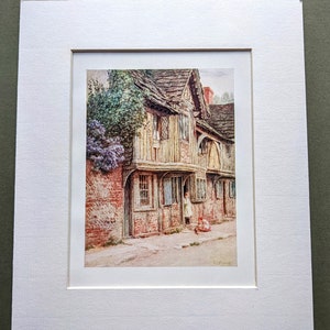 1909 Helen Allingham An Old House at West Tarring Antiker Druck - Illustration - Britischer Aquarellist - Viktorianischer Wanddekor
