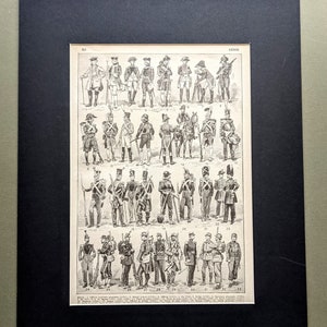 1948  French Gendarmerie II Original Vintage Print - Armed forces - Military - Uniform Throughout History - Mounted & Matted - Wall Décor