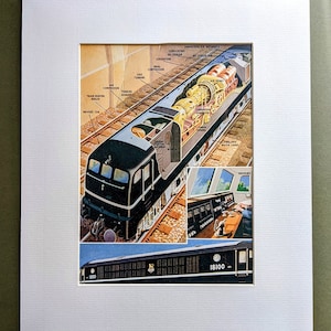 1950  Jet Propulsion on British Railways Original Vintage Print - First British Built Gas Turbine Locomotive  - Matted - Wall Décor