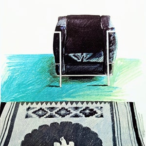 1978 David Hockney Corbusier Chair and Rug 1969 Original Vintage Print -  Wall Décor