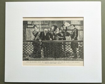 1900 Después de la victoria de Midlothian: Sr. Gladstone dirigiéndose a la multitud Impresión antigua original - Historia - Arte victoriano - Montado - Decoración de pared