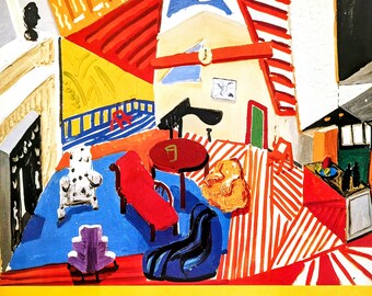 1994 David Hockney Poster 'montcalm Interior at Seven O'clock