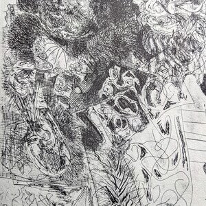1956 Pablo Picasso, Paris, 27.Januar 1934 (Leiter Rembrandt und verschiedene Studien). Kombinierte Technik. 1934. Original 1950 Vintage Druck