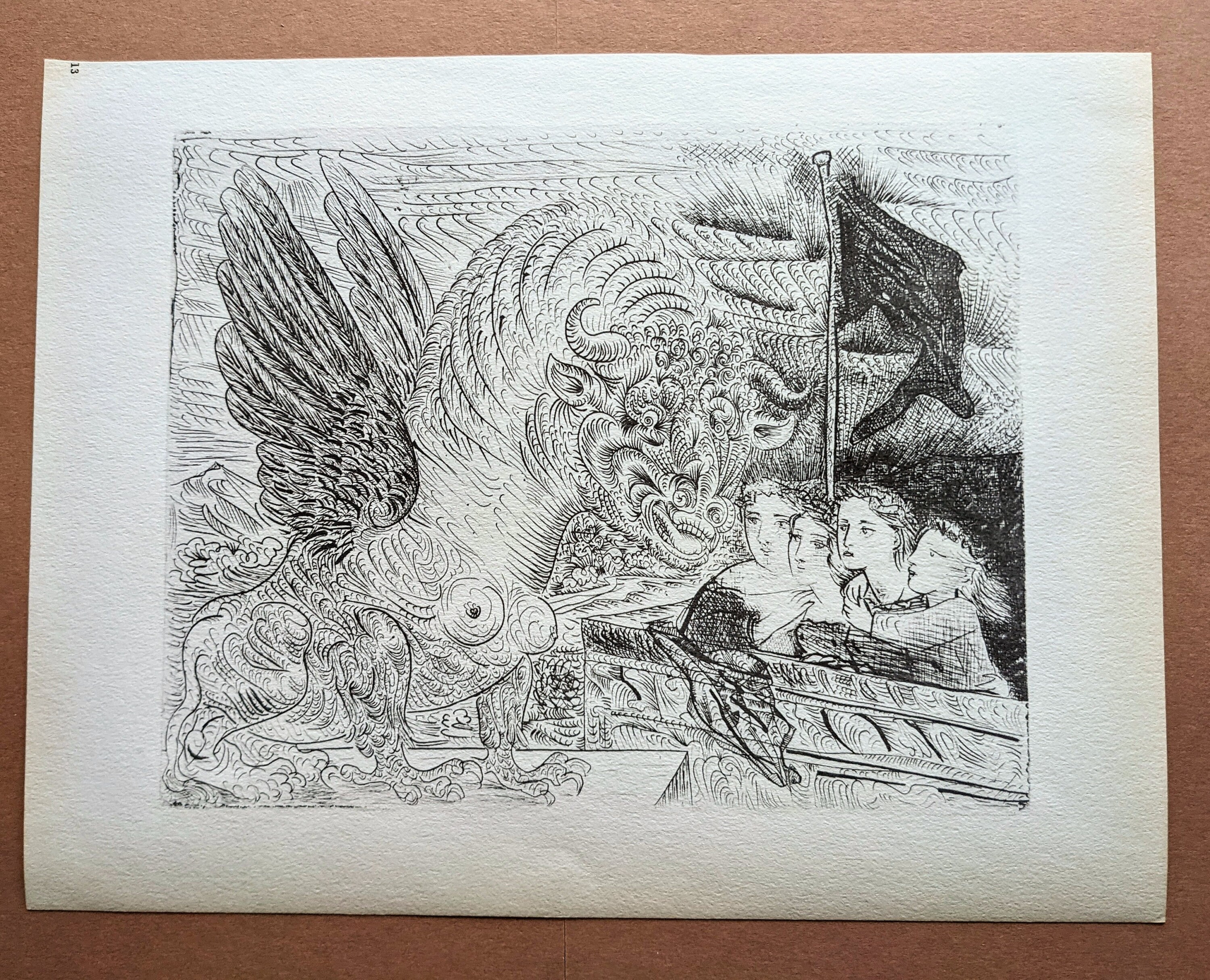 \"未使用\"パブロ・ピカソ銅版画『マンティラをつけた女性の頭部』共箱1949年制作 未使用