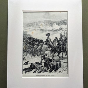 1910 The Highlanders At The Alma Original Antique Print - Military Décor - Cavalry - Matted  & Mounted - Wall Décor