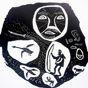 1974 Hunting Spirits Papirk Vintage Print - Inuit Art - Canadian Artists - Wall Décor