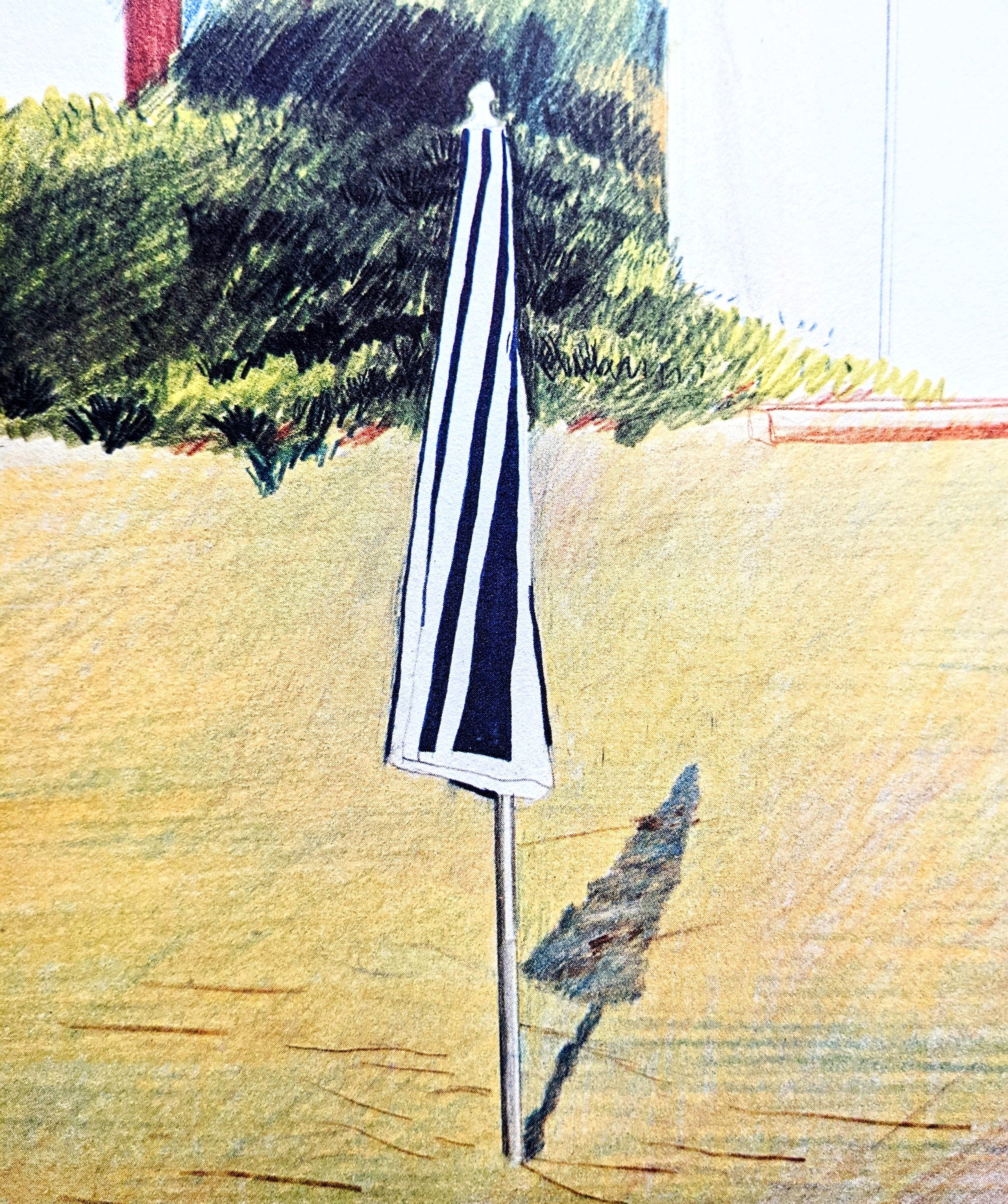 1978 David Hockney Beach Umbrella, Calvi, 1972 Original Vintage Print  - Wall Décor