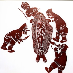 1974 A Good Feed Emerak/Egutak Vintage Print - Inuit Art - Canadian Artists   - Wall Décor