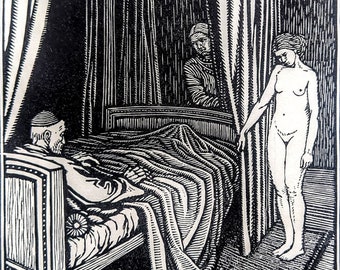 1959 Gwen Raverat 'David Old' Wood Engraving Printed from the Original Hardwood Block Print Size Approx. 4.75 x 5.5 Inches