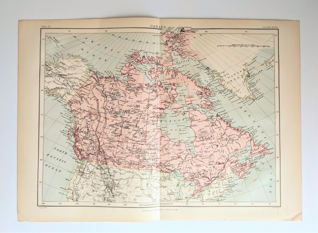 1898 Map of Canada Large Original Antique Print Vintage Maps