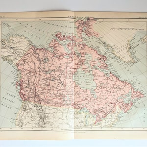 Carte du Canada de 1898, grande impression ancienne originale - vintage - cartes - Amérique du Nord - cartographie - impression uniquement
