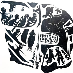 1974 Eskimo life During My Youth Atiituk Vintage Print - Inuit Art - Canadian Artists - Wall Décor
