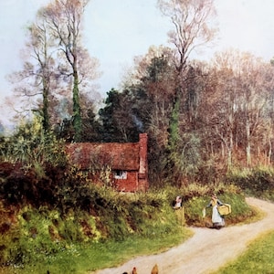1909 Helen Allingham A Witley Lane Antique Print - Illustration - Britische Aquarellistin - Viktorianisches Wanddekor