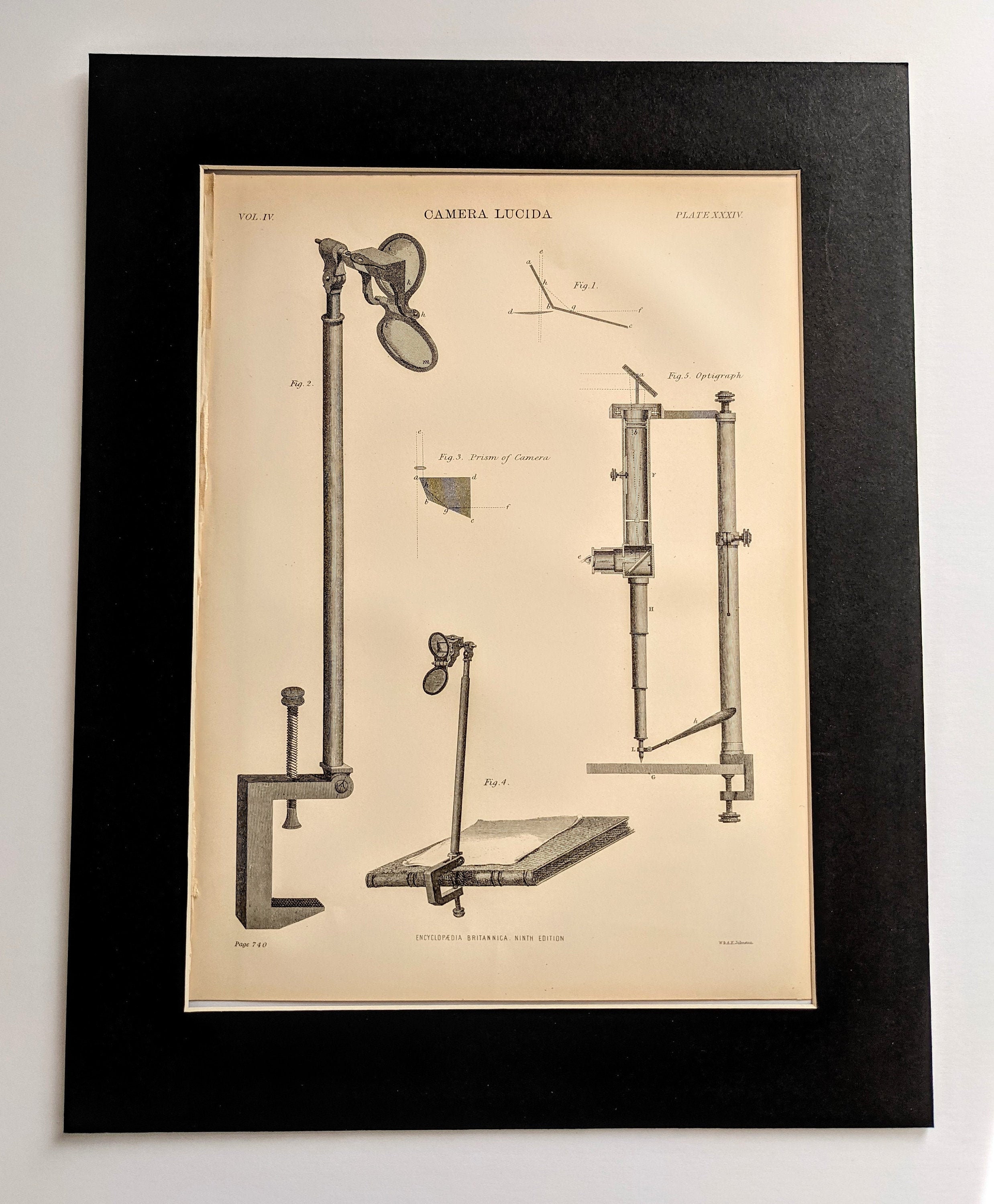 1898 Camera Lucida Original Vintage Print - Optical device - Drawing aid -  Microscopist - Available Mounted and Matted