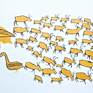 1974 The Heard Iksiktaaryuk/Kanak Vintage Print - Inuit Art - Canadian Artists - Mounted and Matted - Wall Décor