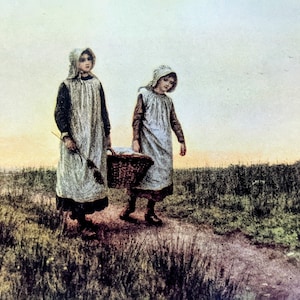 1909 Helen Allingham Der Wäschekorb Antiker Druck - Illustration - Britische Aquarellistin - Viktorianisches Wanddekor