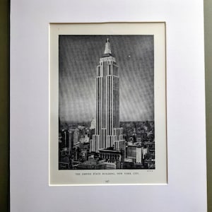 1950 The Empire State Building, New York City Original Vintage Print - Skyscraper - Art Deco - Matted & Mounted - Wall Décor