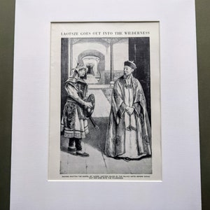 1956 Laotsze Goes Out Into The Wilderness Original Vintage Print  - Taoism -  Matted & Mounted - Wall Décor