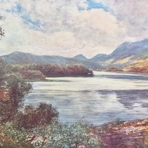1912 The Upper Lake Killarney Original Vintage Print - Ireland - Landscape - Country Decor