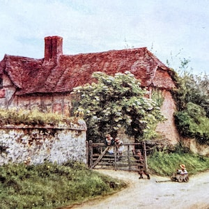 1909 Helen Allingham Der ältere Busch, Brook Lane, Witley Antiker Druck - Illustration - Britischer Aquarellist - Viktorianisches Dekor