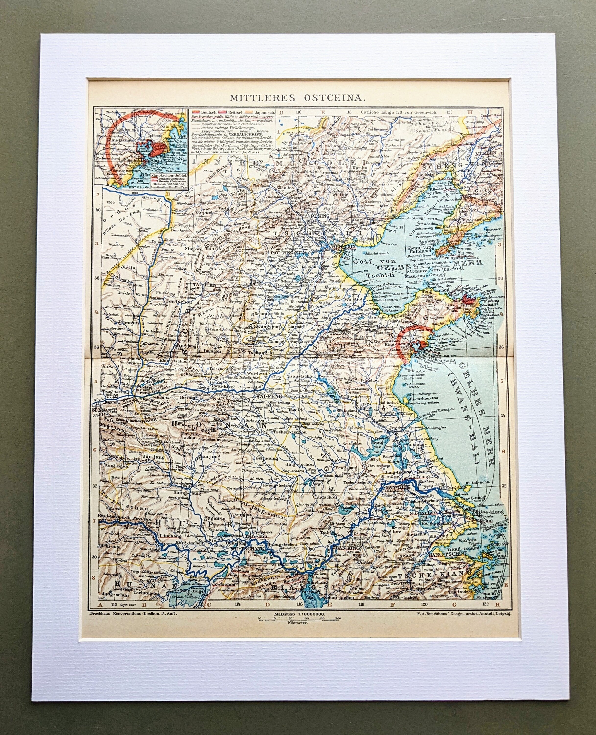 1908 Map of China Original Antique Print - Lithograph - Cartography ...