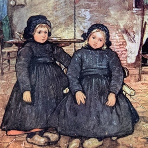 1904  Children of Elspeet Original 1904 Antique Print - Holland-  Gelderland - Matted  & Mounted - Wall Décor