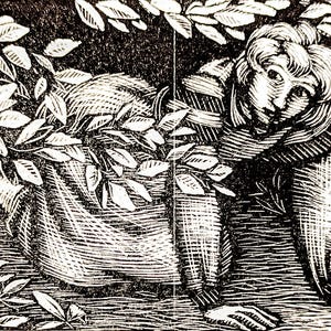 1959 Gwen Raverat &#39;The Runaway&#39; Engraving Printed from the Original Hardwood Block Print Size Approx. 2.5 x 1.75 Inches