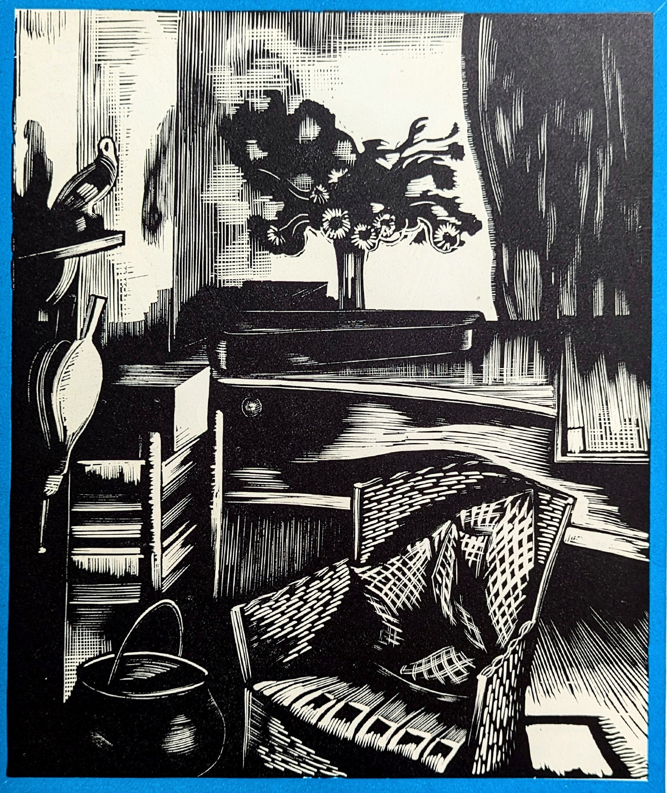 1946 ジョン・ナッシュ「室内、1925」木版画 - イギリス人アーティスト