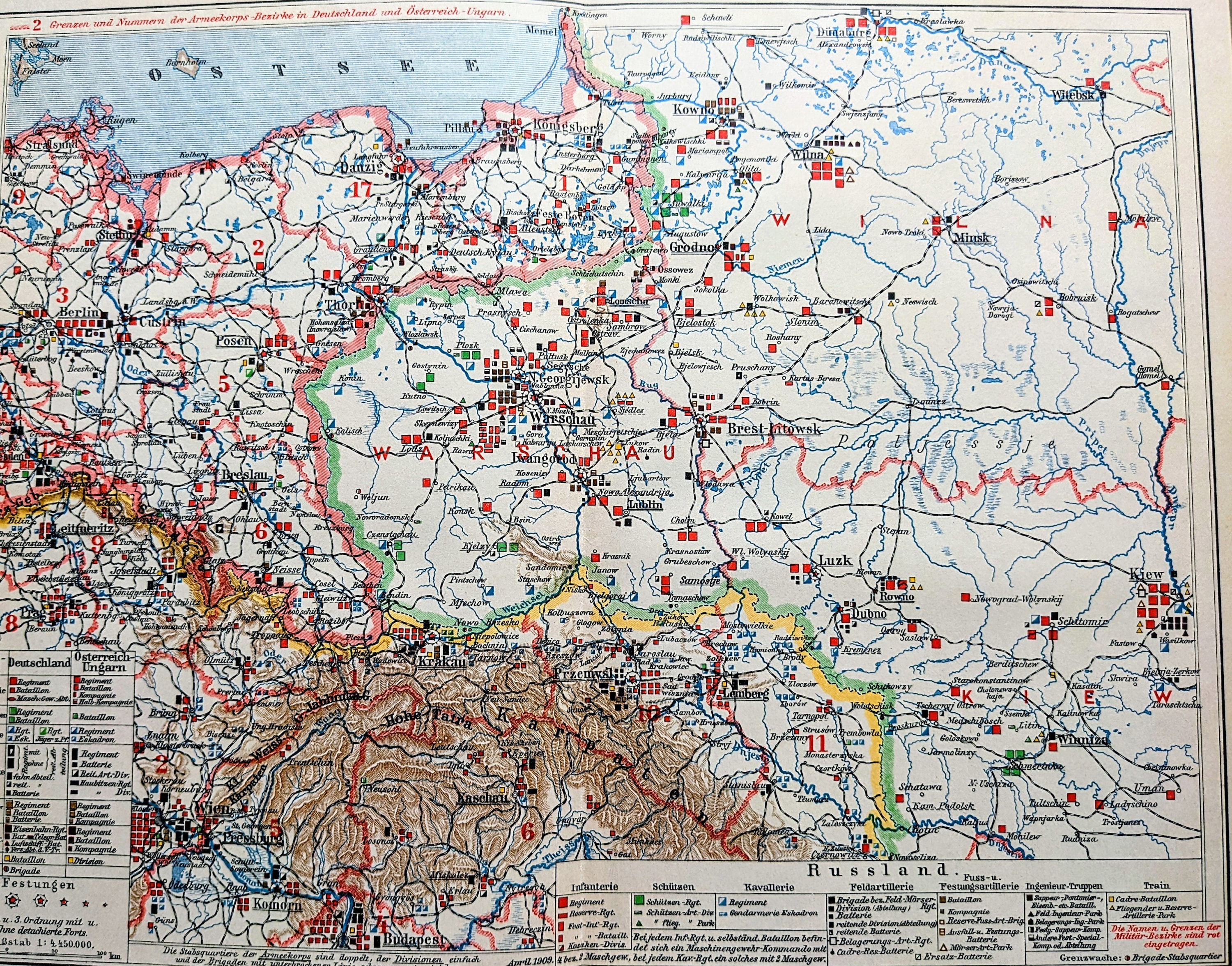 1908 Military Map of Germany Eastern Border Original Antique - Etsy Finland