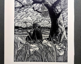 1950年 レノックス・パターソン 「The Roadmender」から抜粋した木版画