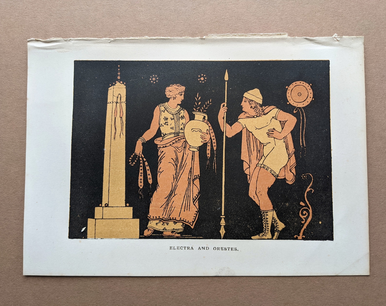 1889 Electra and Orestes Original Antique Greek Mythology Flaxman