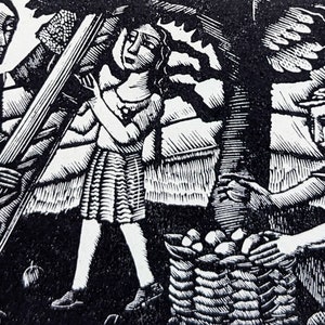 1946 Eric Ravilious Wood Engraving Headpiece for The Golden Cockerel Press Edition 0f The Twelve Moneths. Print Size Approx. 4 x 1.75 Inches