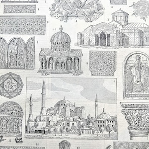 1922 Byzantine Art Original Antique Print - Roman Empire - Architecture -  Sculpture - Mosaic -  Mounted & Matted - Wall Décor