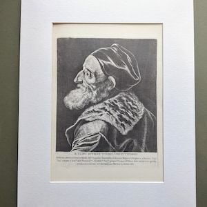 1898 Portrait of Titian 1661 Original Antique Print - Mezzotint - Portrait - Engraving - Mounted & Matted -  Wall Décor