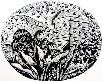 1946 Eric Ravilious Wood Engraving for Ambrose Heath&#39;s Country Life Cookery Book  Sheet Size Approx. 3 x 4.75 Inches