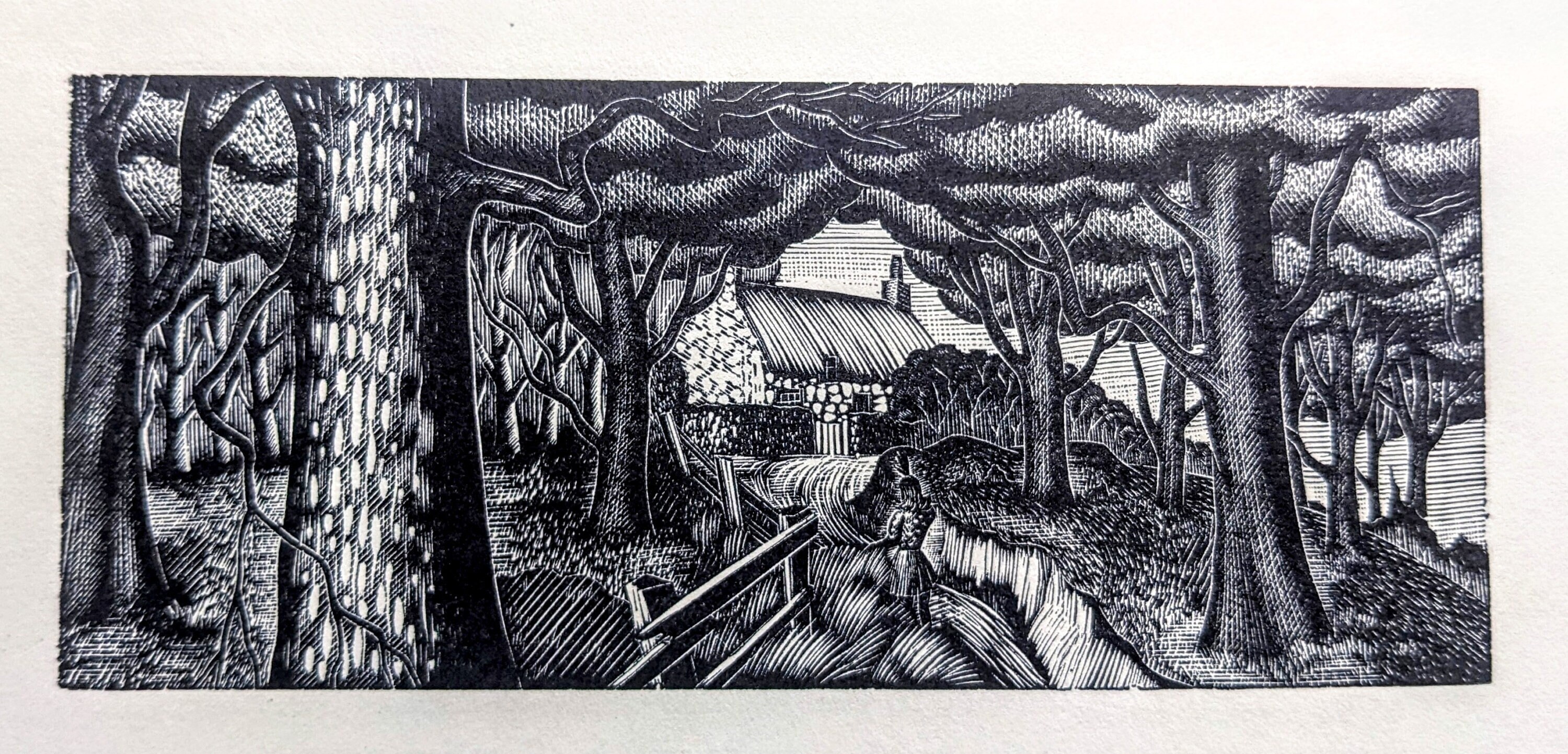 1950 Lennox Paterson  A Wood Engraving Taken From "The Roadmender" Country Cottage - Farm House Art Sheet Size 5 x  2.25 Inches