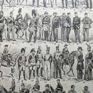 1948  French Gendarmerie I Original Vintage Print - Armed forces - Military - Uniform Throughout History - Mounted & Matted - Wall Décor