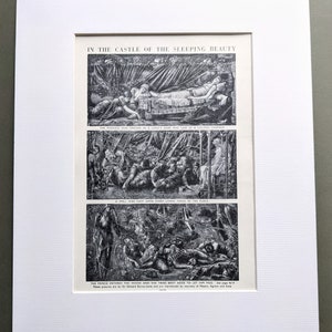 1956 In The Castle Of The Sleeping Beauty Original Vintage Print - Fairy Tale - Princess -  Matted & Mounted - Wall Décor