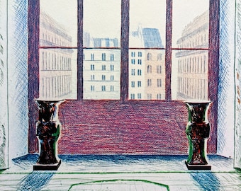 1978 David Hockney Two Vases in the Louvre, 1974 Original Vintage Print - Wall Décor