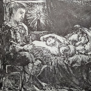 1956 Pablo Picasso, 1935 (Boy Watching over Sleeping Woman by Candlelight). Combined technique. Original 1950&#39;s Vintage Print - Matted