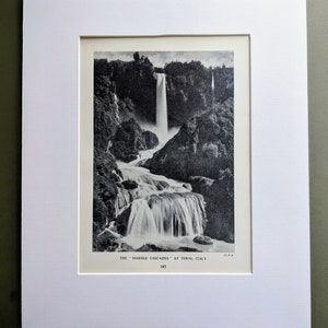 1950The &quot; Marble Cascades&quot; At Terni, Italy  Original Vintage Print - Waterfall - Cascata delle Marmore- Matted & Mounted - Wall Décor
